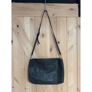 Joy Susan | Black Distressed Vegan Leather Large Crossbody Bag